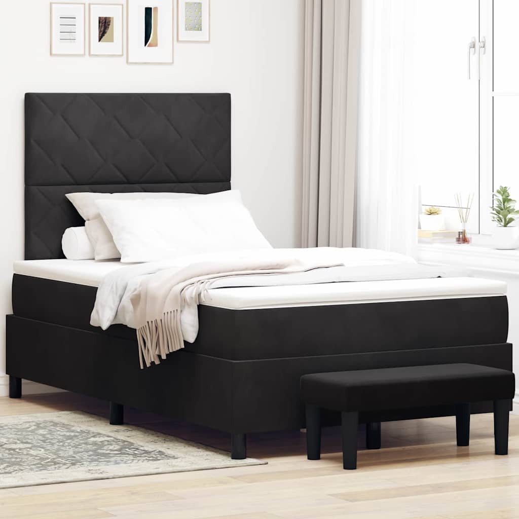 Box spring seng med hovedgrde Sort 190 x 120 cm Fljl