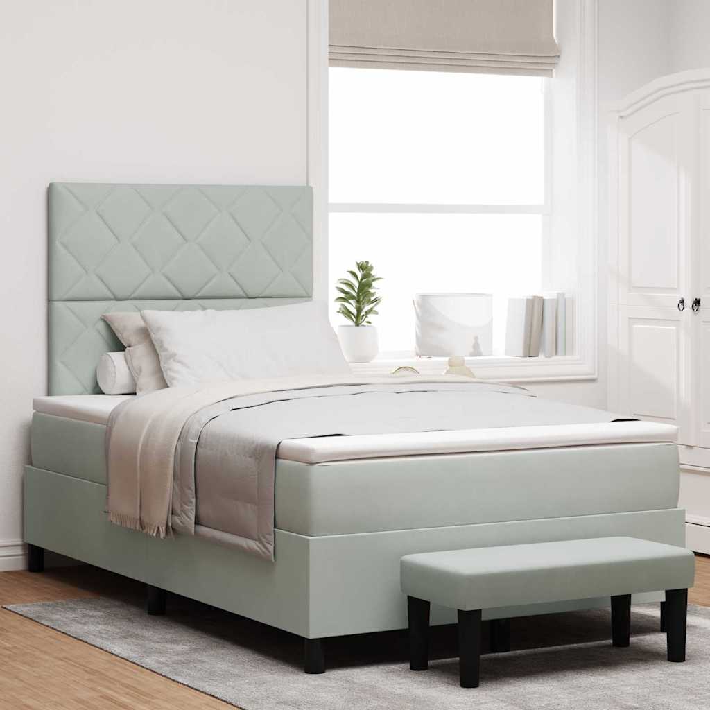 Box spring seng med pude Lysegr 200 x 120 cm Fljl