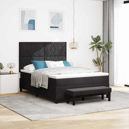 Box spring seng med hovedgærde Sort 200 x 140 cm Fløjl