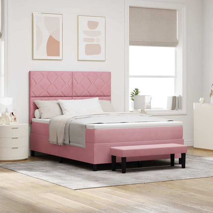 Box spring seng med pude Lyserød 200 x 140 cm Fløjl
