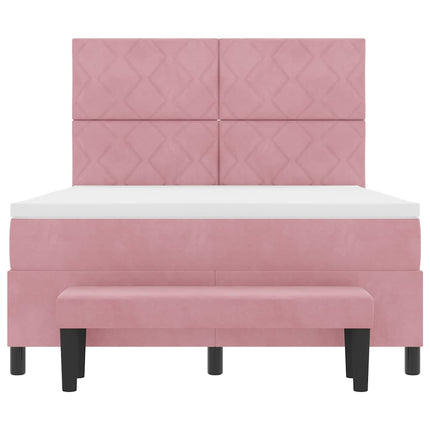 Box spring seng med pude Lyserød 200 x 140 cm Fløjl
