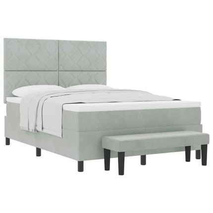 Box spring seng med hovedgærde Lysegrå 200 x 160 cm Fløjl