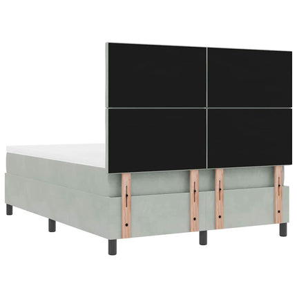 Box spring seng med hovedgærde Lysegrå 200 x 160 cm Fløjl