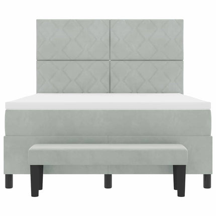 Box spring seng med hovedgærde Lysegrå 200 x 160 cm Fløjl