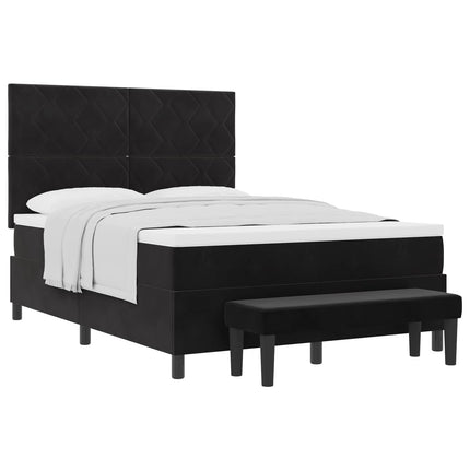 Box spring seng med hovedgærde Sort 200 x 160 cm Fløjl
