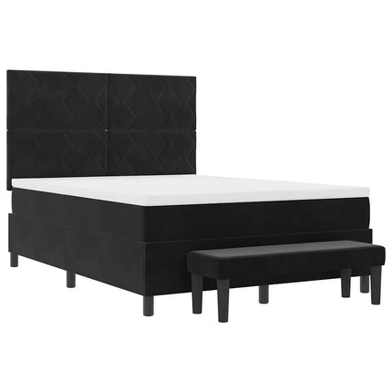 Box spring seng med hovedgærde Sort 200 x 160 cm Fløjl
