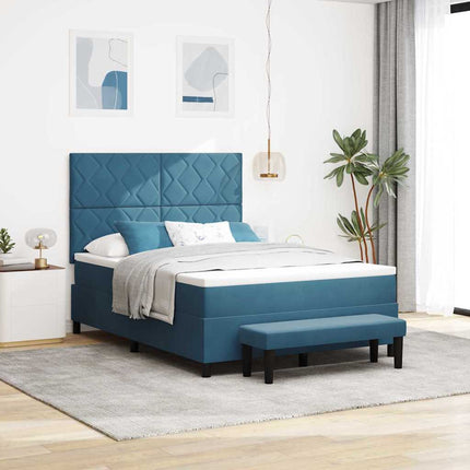 Box spring seng med hovedgærde Mørkeblå 200 x 160 cm Fløjl