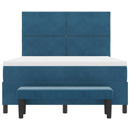 Box spring seng med hovedgærde Mørkeblå 200 x 160 cm Fløjl