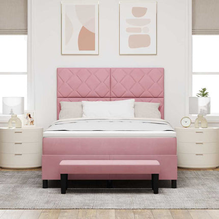 Box spring seng med hovedgærde Lyserød 200 x 160 cm Fløjl