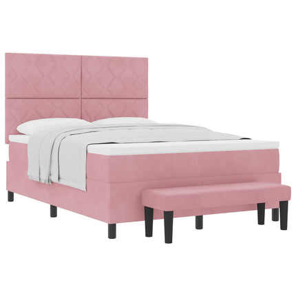Box spring seng med hovedgærde Lyserød 200 x 160 cm Fløjl