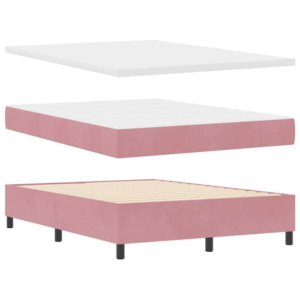 Box spring seng med hovedgærde Lyserød 200 x 160 cm Fløjl
