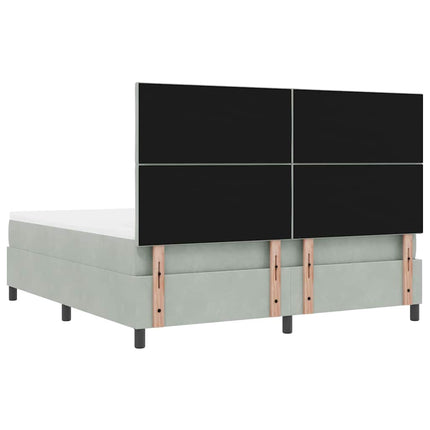 Box spring seng med hovedgærde Lysegrå 200 x 180 cm Fløjl