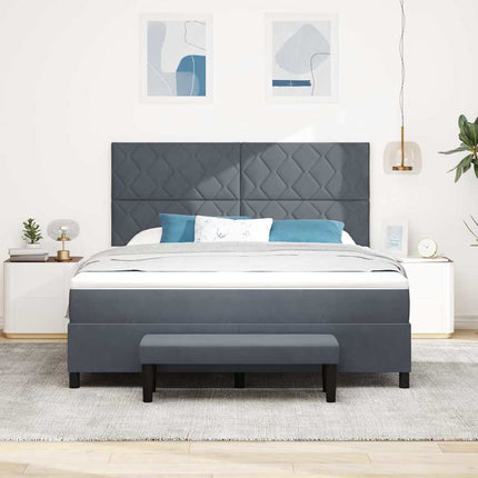 Box spring seng med hovedgærde Mørkegrå 200 x 180 cm Fløjl