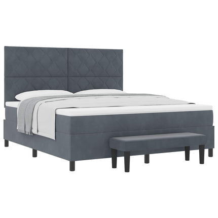 Box spring seng med hovedgærde Mørkegrå 200 x 180 cm Fløjl