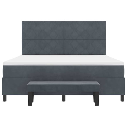 Box spring seng med hovedgærde Mørkegrå 200 x 180 cm Fløjl