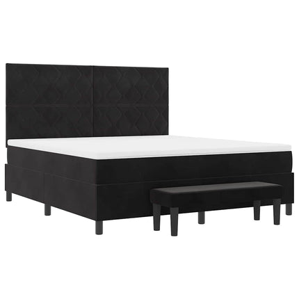 Box spring seng med hovedgærde Sort 200 x 180 cm Fløjl