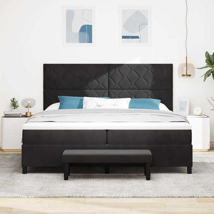 Box spring seng med hovedgærde Sort 200 x 200 cm Fløjl