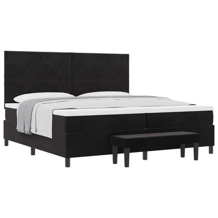 Box spring seng med hovedgærde Sort 200 x 200 cm Fløjl