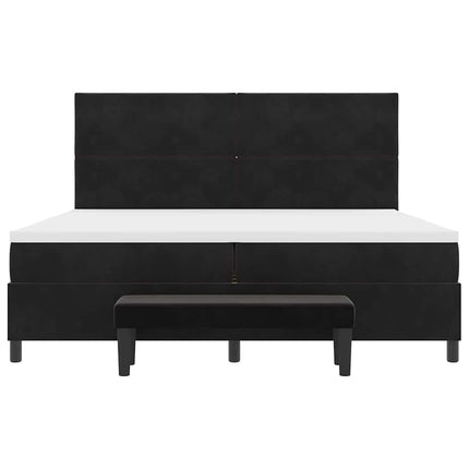 Box spring seng med hovedgærde Sort 200 x 200 cm Fløjl