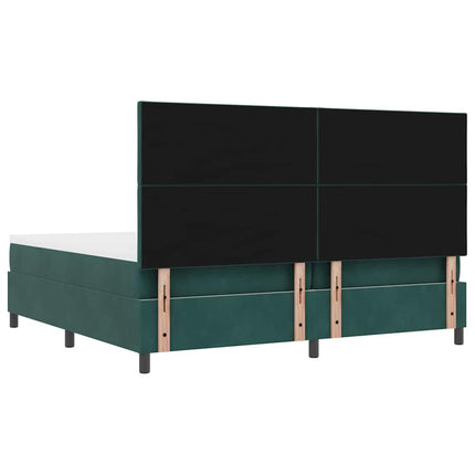 Box spring seng med hovedgærde Mørkegrøn 200 x 200 cm Fløjl