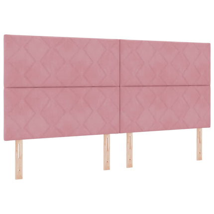 Box spring seng med hovedgærde Lyserød 200 x 200 cm Fløjl