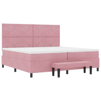 Box spring seng med hovedgærde Lyserød 200 x 200 cm Fløjl