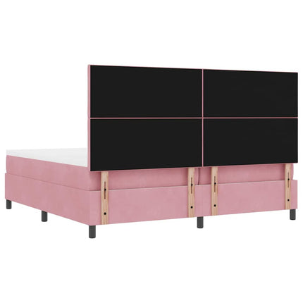 Box spring seng med hovedgærde Lyserød 200 x 200 cm Fløjl
