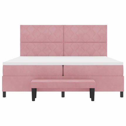 Box spring seng med hovedgærde Lyserød 200 x 200 cm Fløjl