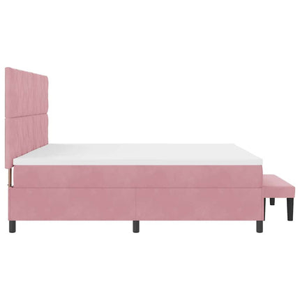 Box spring seng med hovedgærde Lyserød 200 x 200 cm Fløjl