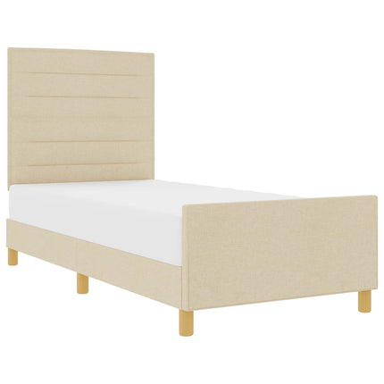 Sengestel med hovedgærde Creme 80 x 200 cm Stof