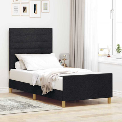 Sengestel med hovedgærde Sort 100 x 200 cm Stof