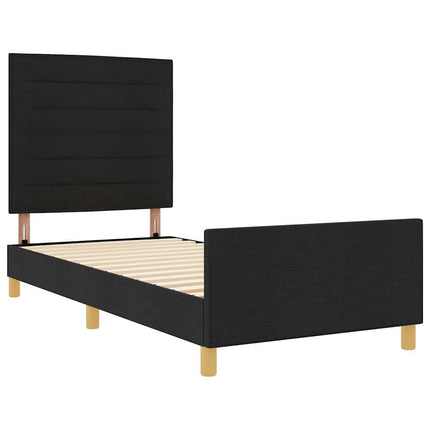 Sengestel med hovedgærde Sort 100 x 200 cm Stof