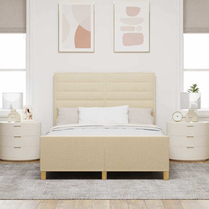 Sengestel med hovedgærde Creme 140 x 200 cm Stof