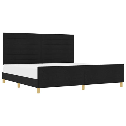 Sengestel med hovedgærde Sort 200 x 200 cm Stof
