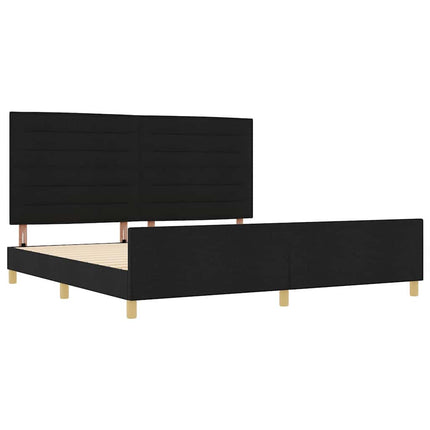 Sengestel med hovedgærde Sort 200 x 200 cm Stof