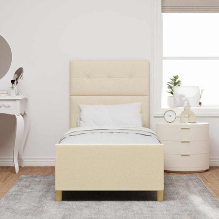 Sengestel med hovedgærde Creme 90 x 190 cm Stof