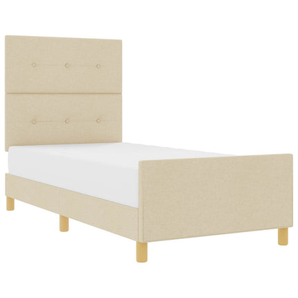 Sengestel med hovedgærde Creme 90 x 190 cm Stof