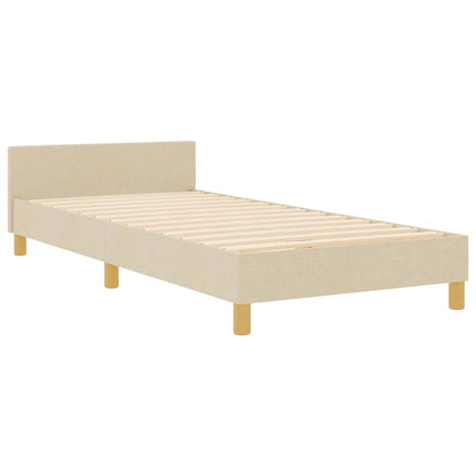 Sengestel med hovedgærde Creme 90 x 190 cm Stof