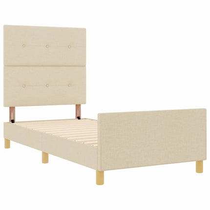 Sengestel med hovedgærde Creme 90 x 190 cm Stof