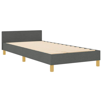 Sengestel med hovedgærde Mørkegrå 90 x 200 cm Stof