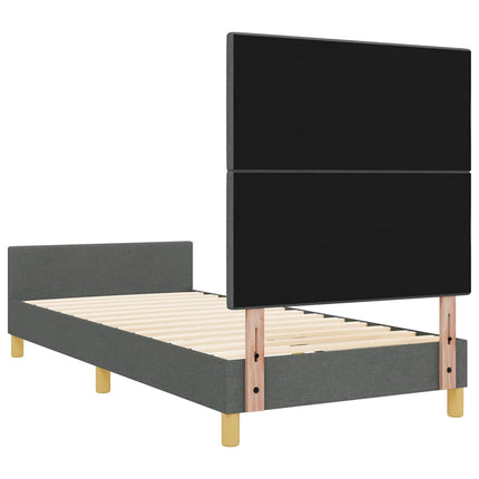 Sengestel med hovedgærde Mørkegrå 90 x 200 cm Stof