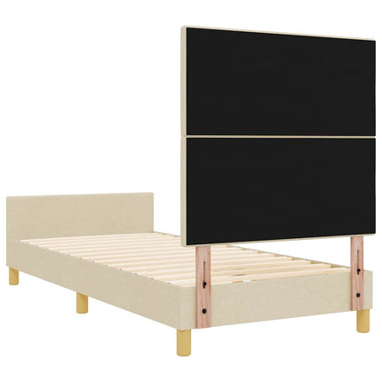 Sengestel med hovedgærde Creme 90 x 200 cm Stof