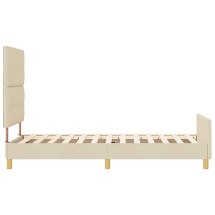 Sengestel med hovedgærde Creme 90 x 200 cm Stof