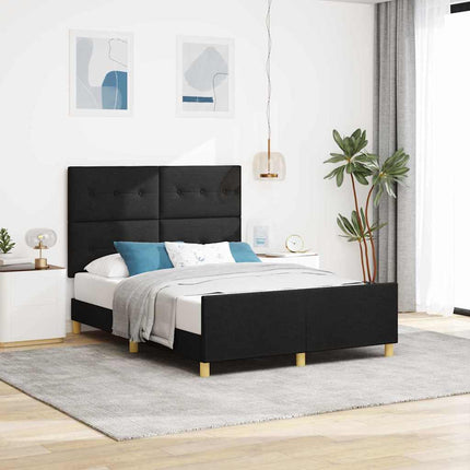 Sengestel med hovedgærde Sort 140 x 190 cm Stof
