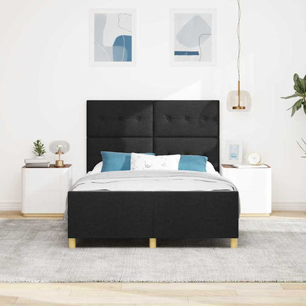 Sengestel med hovedgærde Sort 140 x 190 cm Stof