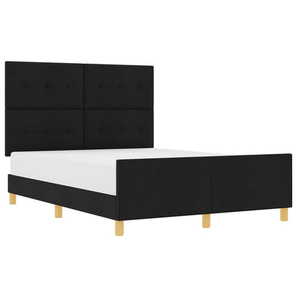 Sengestel med hovedgærde Sort 140 x 190 cm Stof