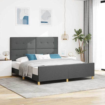 Sengestel med hovedgærde Mørkegrå 180 x 200 cm Stof