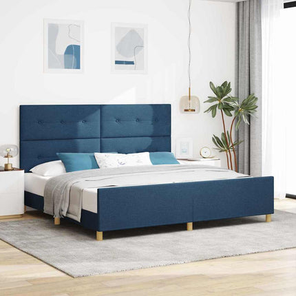 Sengestel med hovedgærde Blå 200 x 200 cm Stof