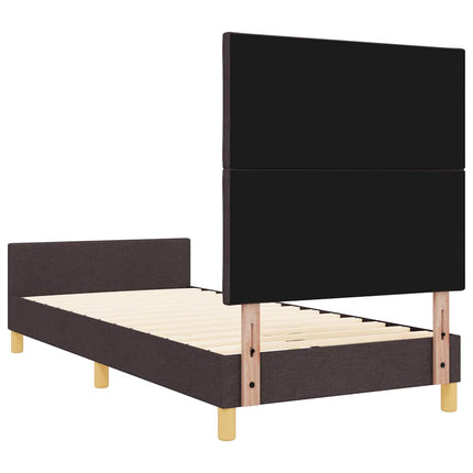 Sengestel med hovedgærde Mørkebrun 90 x 200 cm Stof