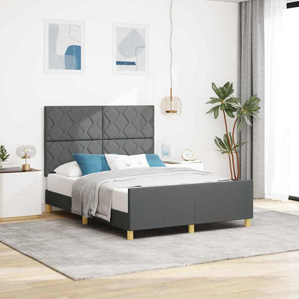 Sengestel med hovedgærde Mørkegrå 140 x 200 cm Stof